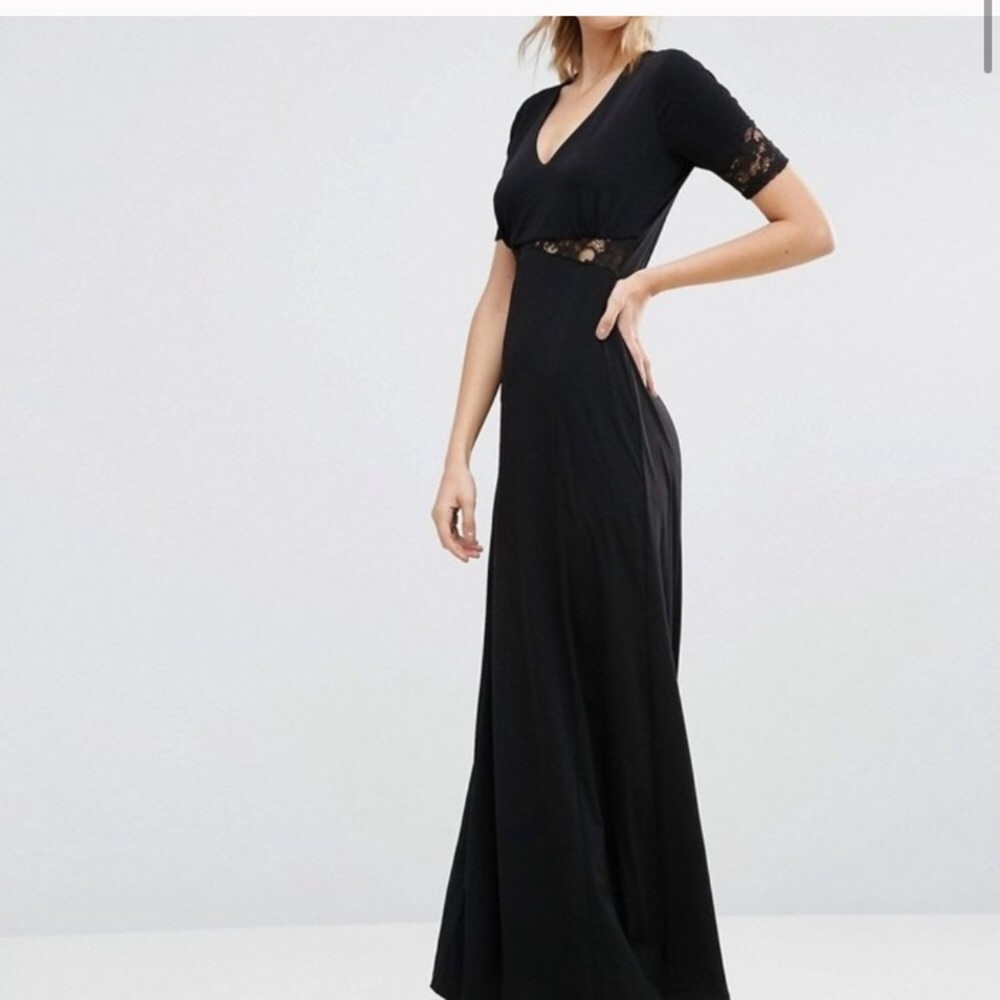 ASOS Maxi Dress with 3/4 Sleeves and Lace Cut Out